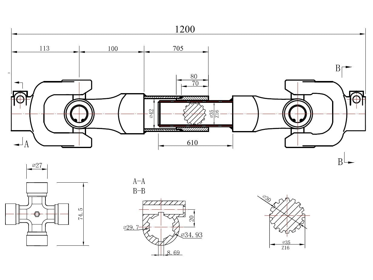 Cardan / Arbore de transmisie 120cm, Geko G72312