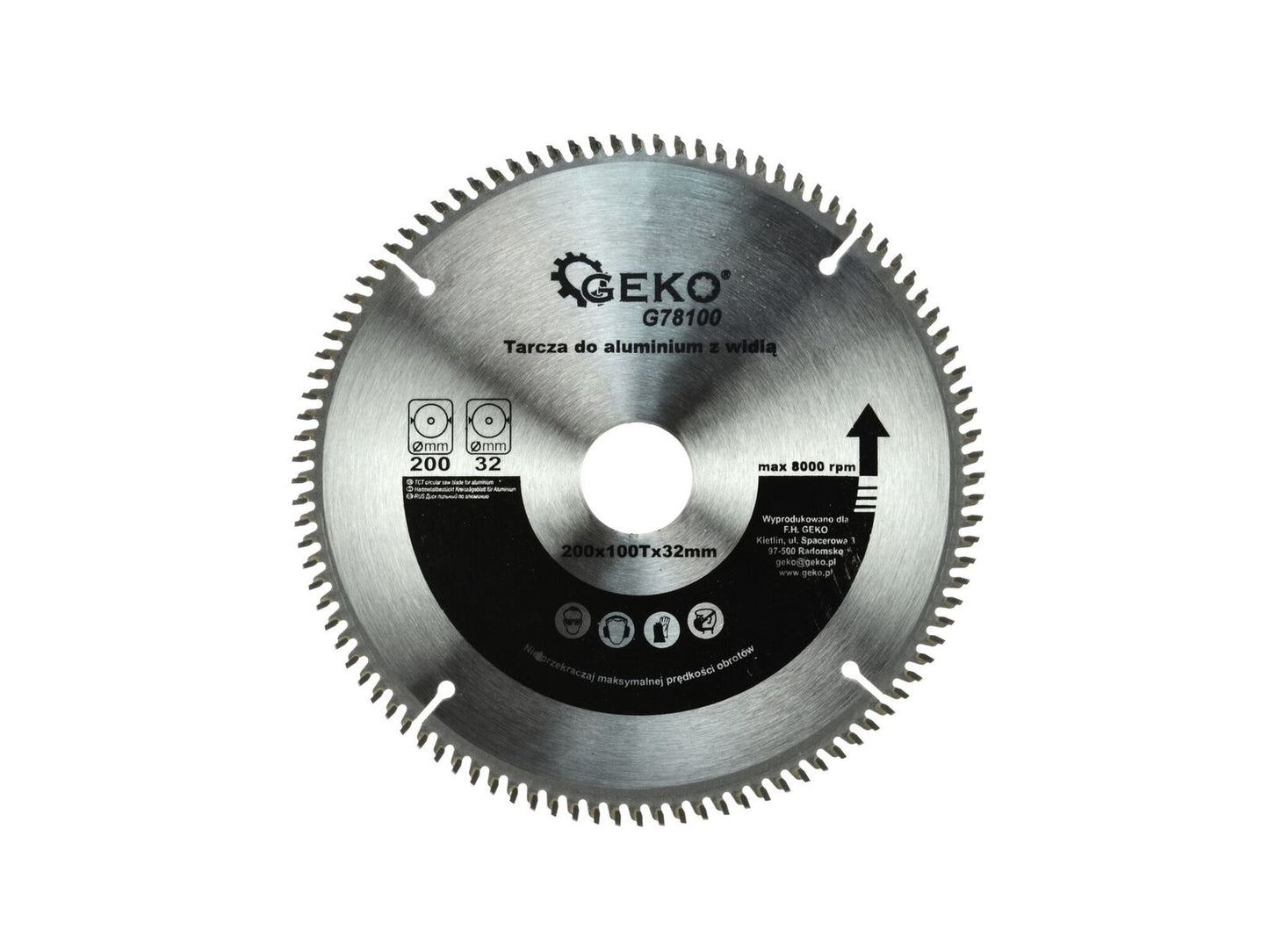 Disc pentru aluminiu cu kit de reductoare 200/25 x 100Tx32mm, Geko G78100