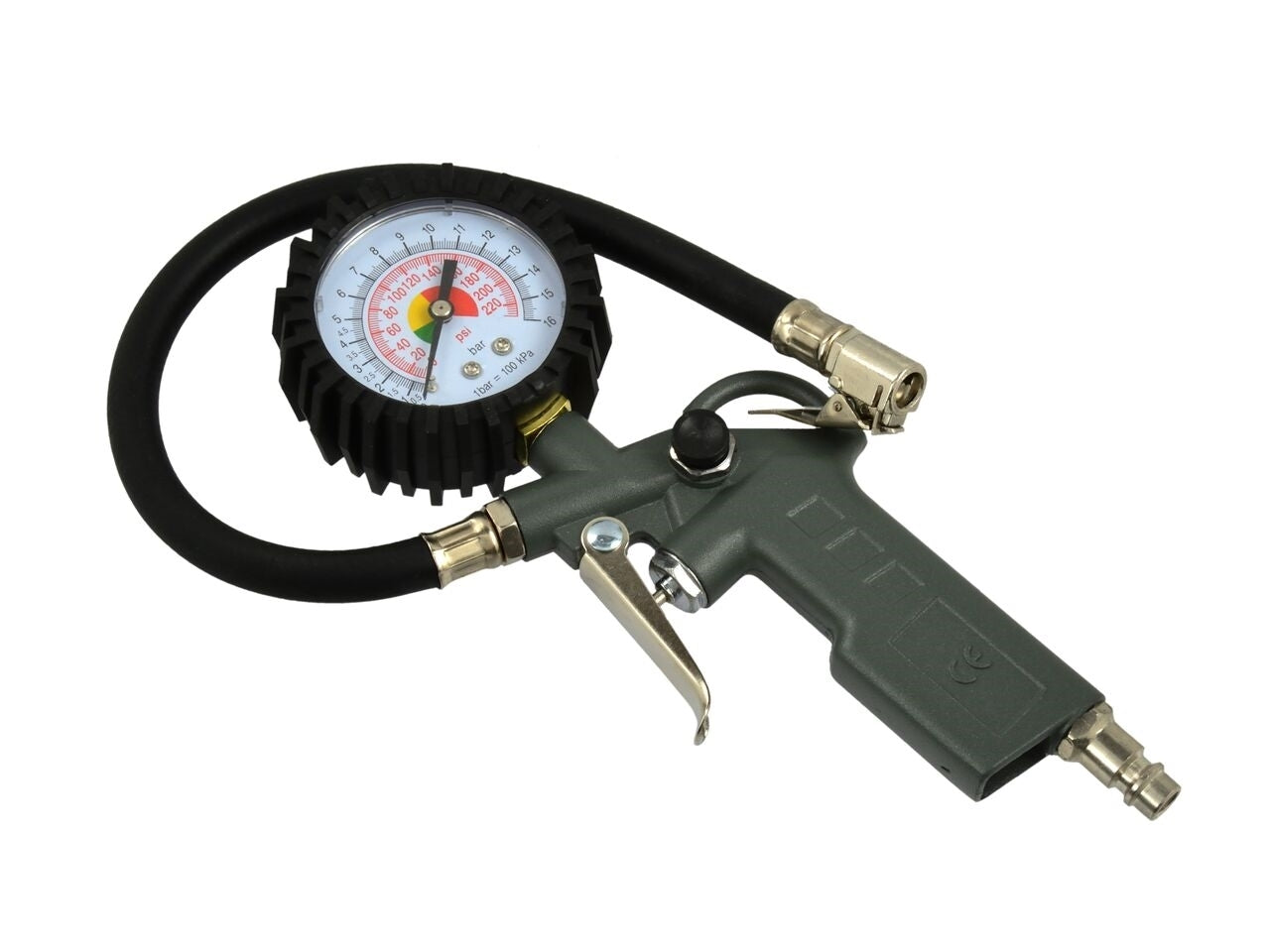 Pistol de umflat cu manometru 16bar + furtun 37cm, GEKO G01101