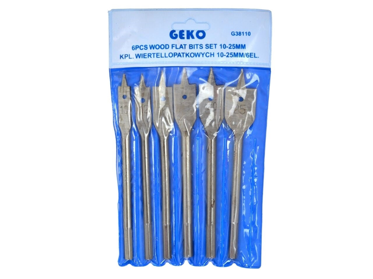 Set 6 burghie plate pentru lemn 10.0-25.0mm, GEKO G38110