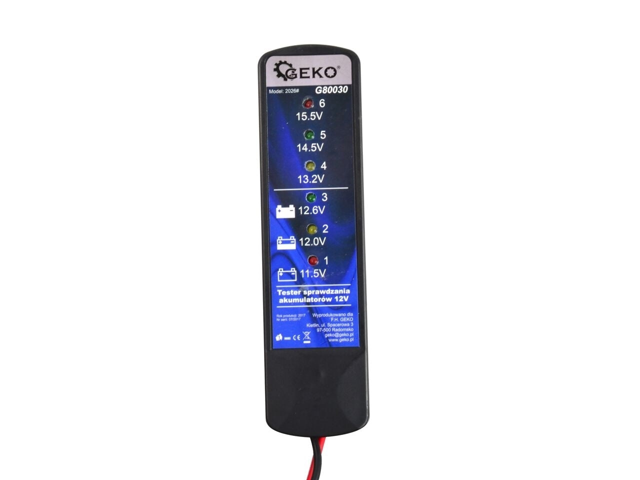 Tester pentru verificarea bateriilor 12V, Geko G80030