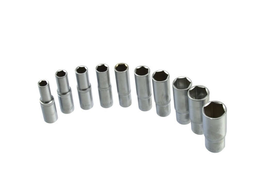 Set 10 chei tubulare 1/2" CRV 10-24mm cu suport metalic, GEKO G13545