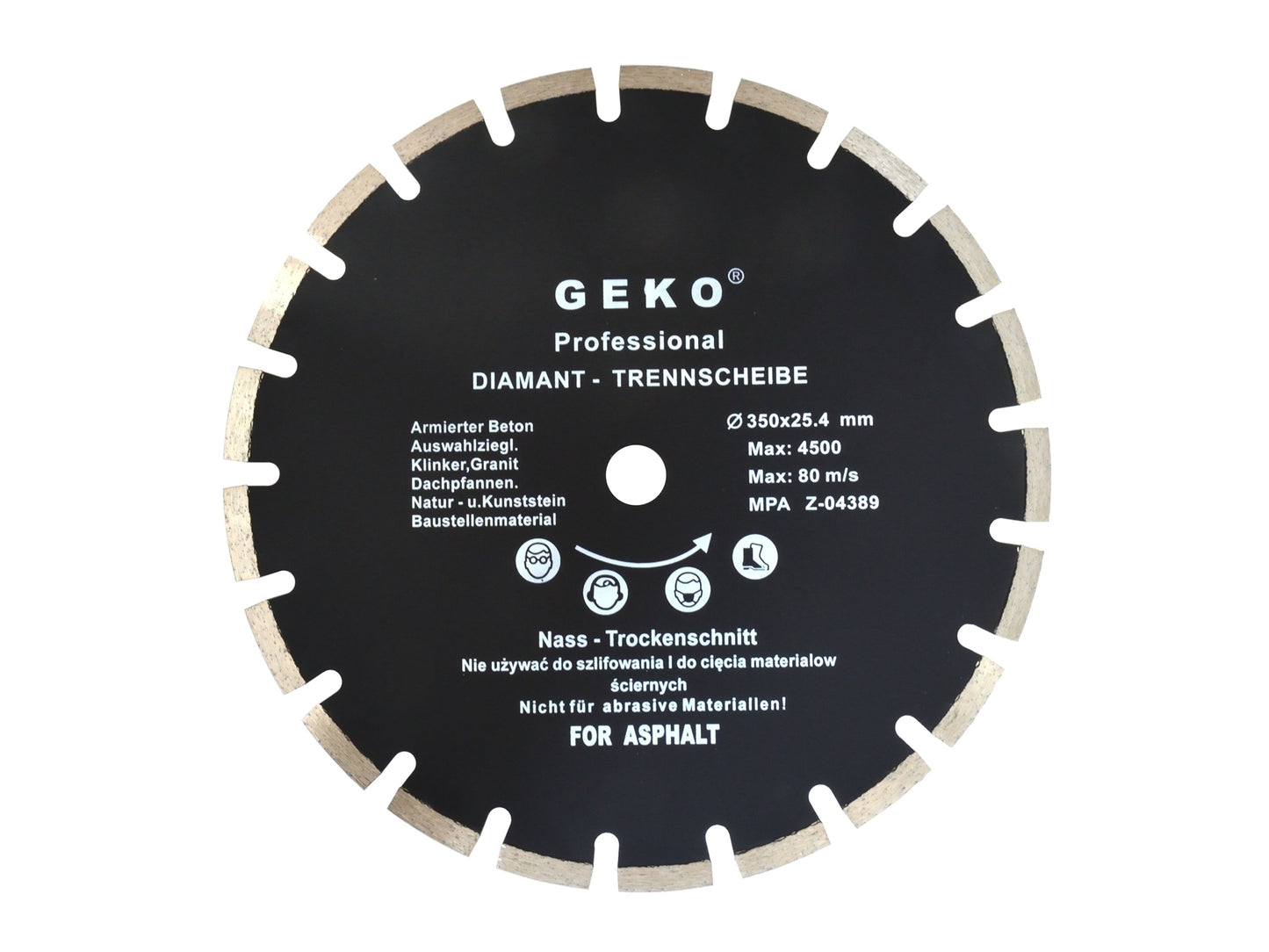 Disc diamantat pentru asfalt 350mm x 25,4mm, GEKO PROFI G00279