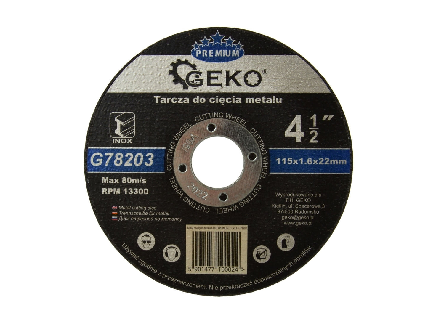 Disc pentru taierea metalului, GEKO PREMIUM, 115mm, G78203