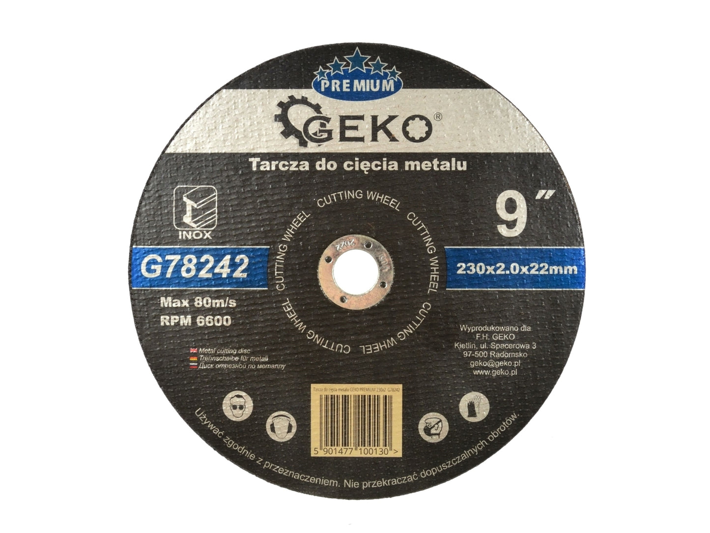 Disc pentru taierea metalului, GEKO PREMIUM, 230mm, G78242