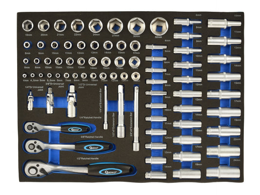 Set chei cu clichet 1/4"-1/2", 80 piese, GEKO G10833A