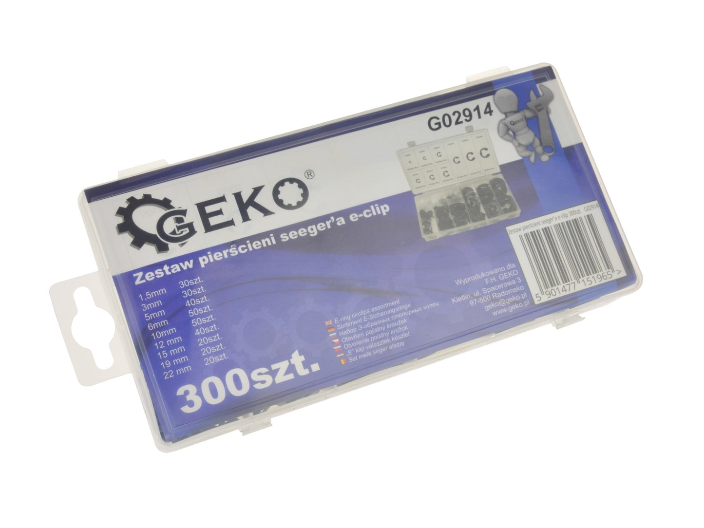 Set inele seeger e-clip, 300 bucati, GEKO G02914