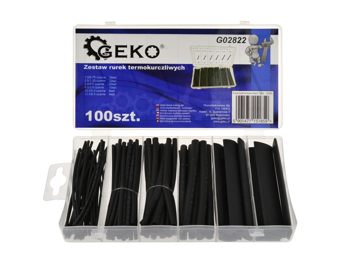 Set de tuburi termocontractabile, 100 bucati, GEKO G02822