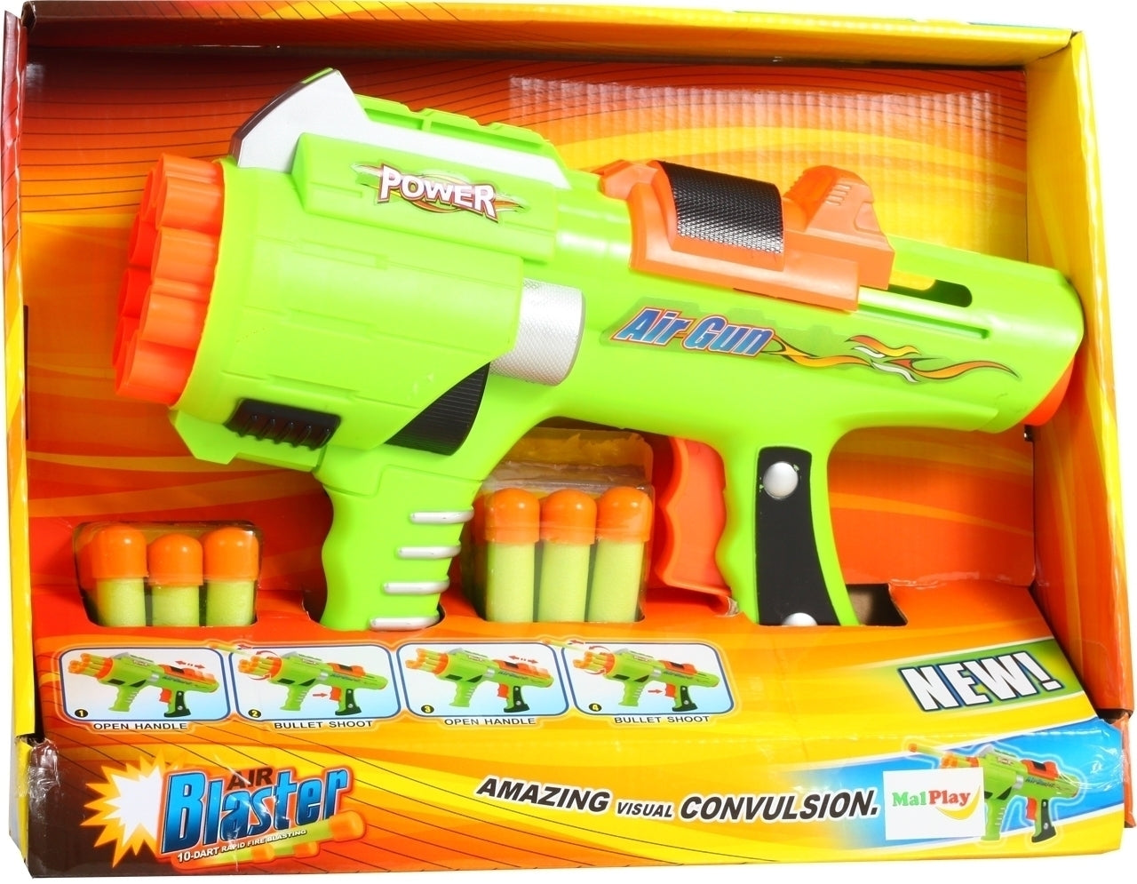 Pistol cu lansator si cartuse din spuma Air Blaster, Malplay 101960