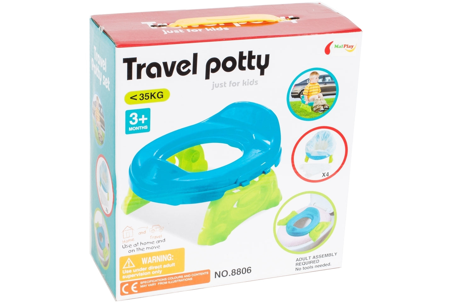 Olita de calatorie pentru copii, Travel Potty + 4 pungute de unica folosinta, Malplay