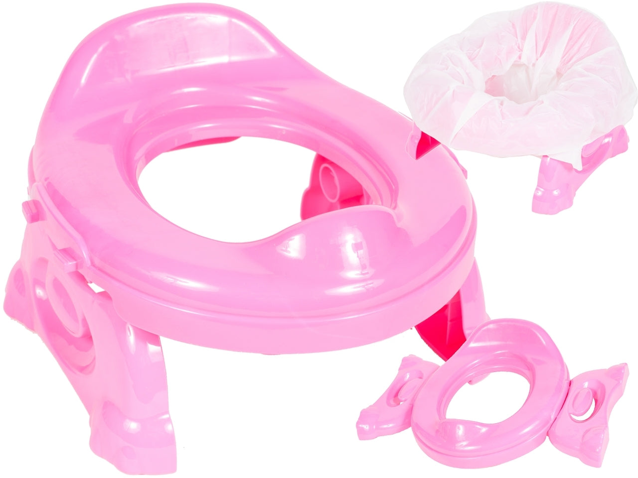 Olita pentru copii Travel Potty + 4 pungute de unica folosinta, culoare roz, Malplay