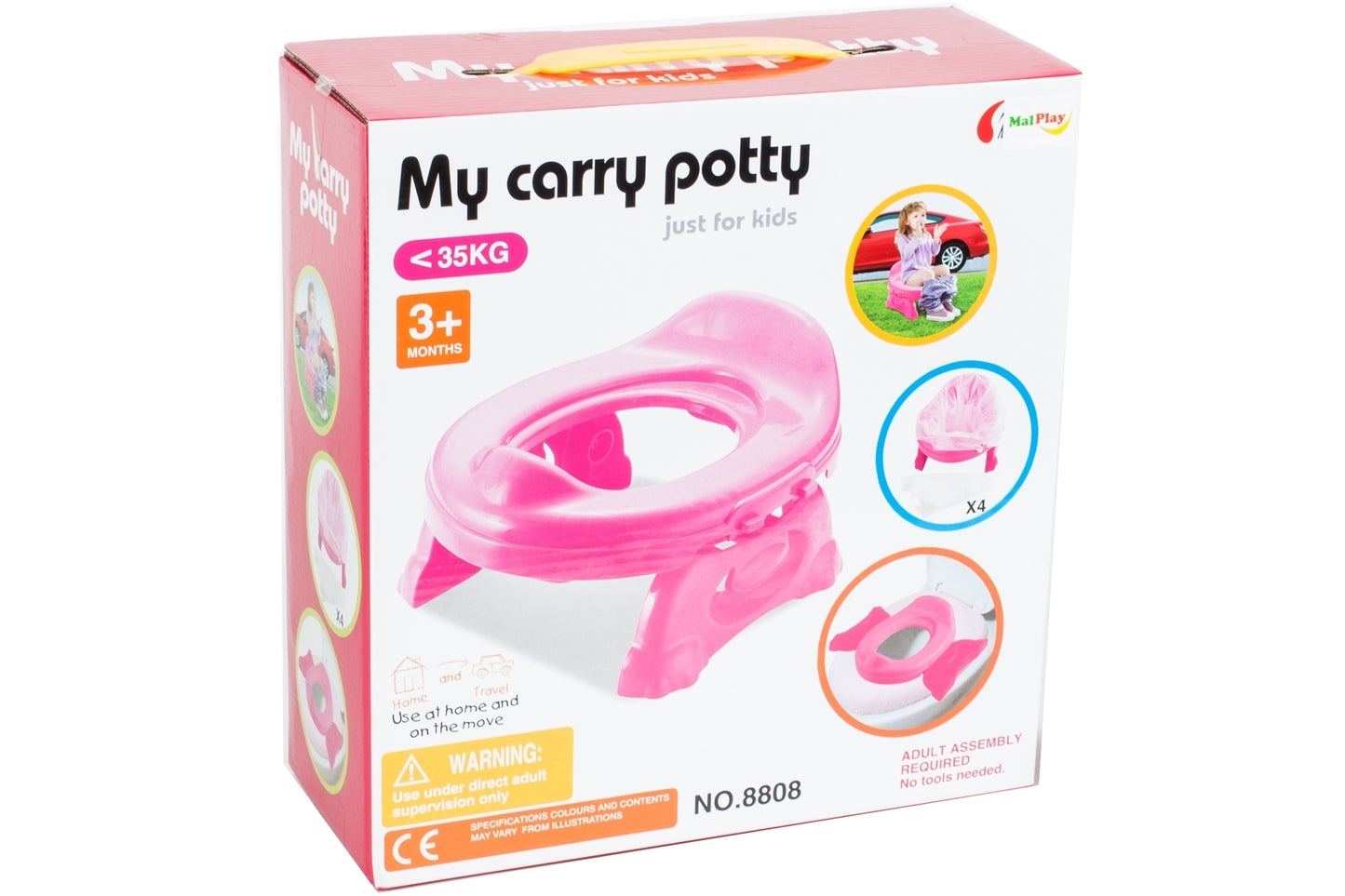 Olita pentru copii Travel Potty + 4 pungute de unica folosinta, culoare roz, Malplay