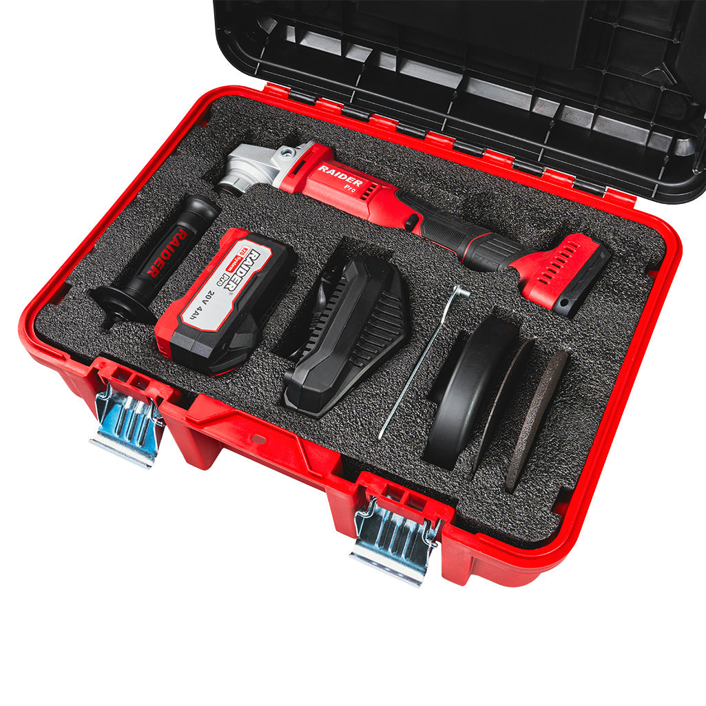 Polizor unghiular cu acumulator RDP-YAG20 125 mm 4 Ah, 2 discuri, Raider 030250