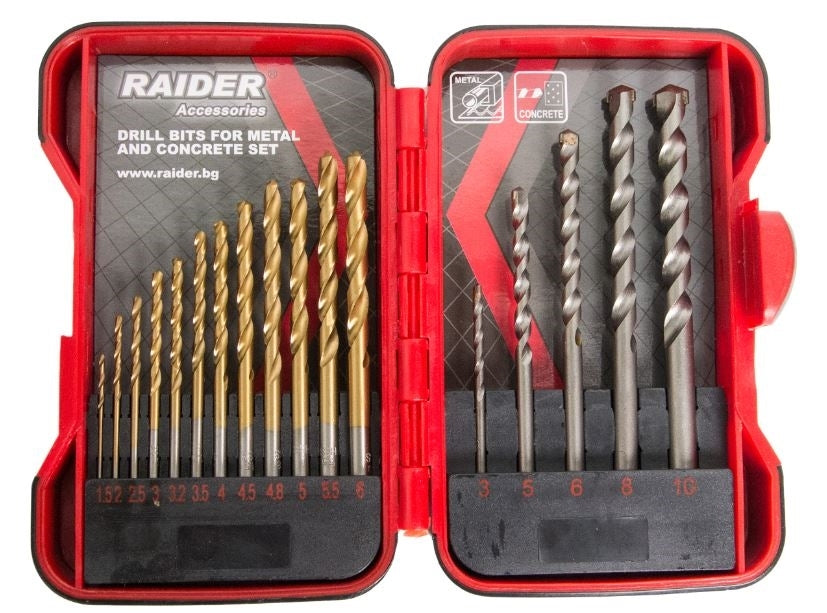 Set burghie pentru metal si zidarie Ø1.5-10mm 17 piese, Raider 157796