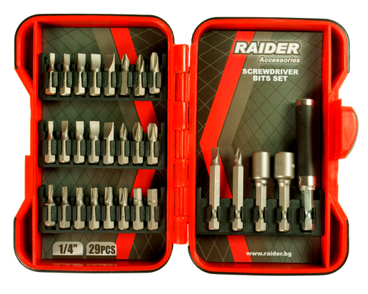 Set biti si adaptoare pentru surubelnita 29 piese, Raider 157792