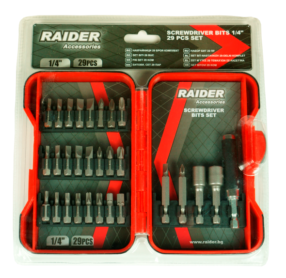 Set biti si adaptoare pentru surubelnita 29 piese, Raider 157792