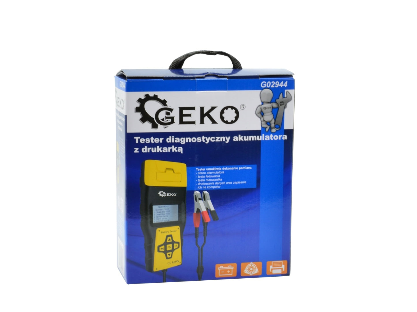 Tester de diagnostic al bateriei cu imprimanta, GEKO G02944