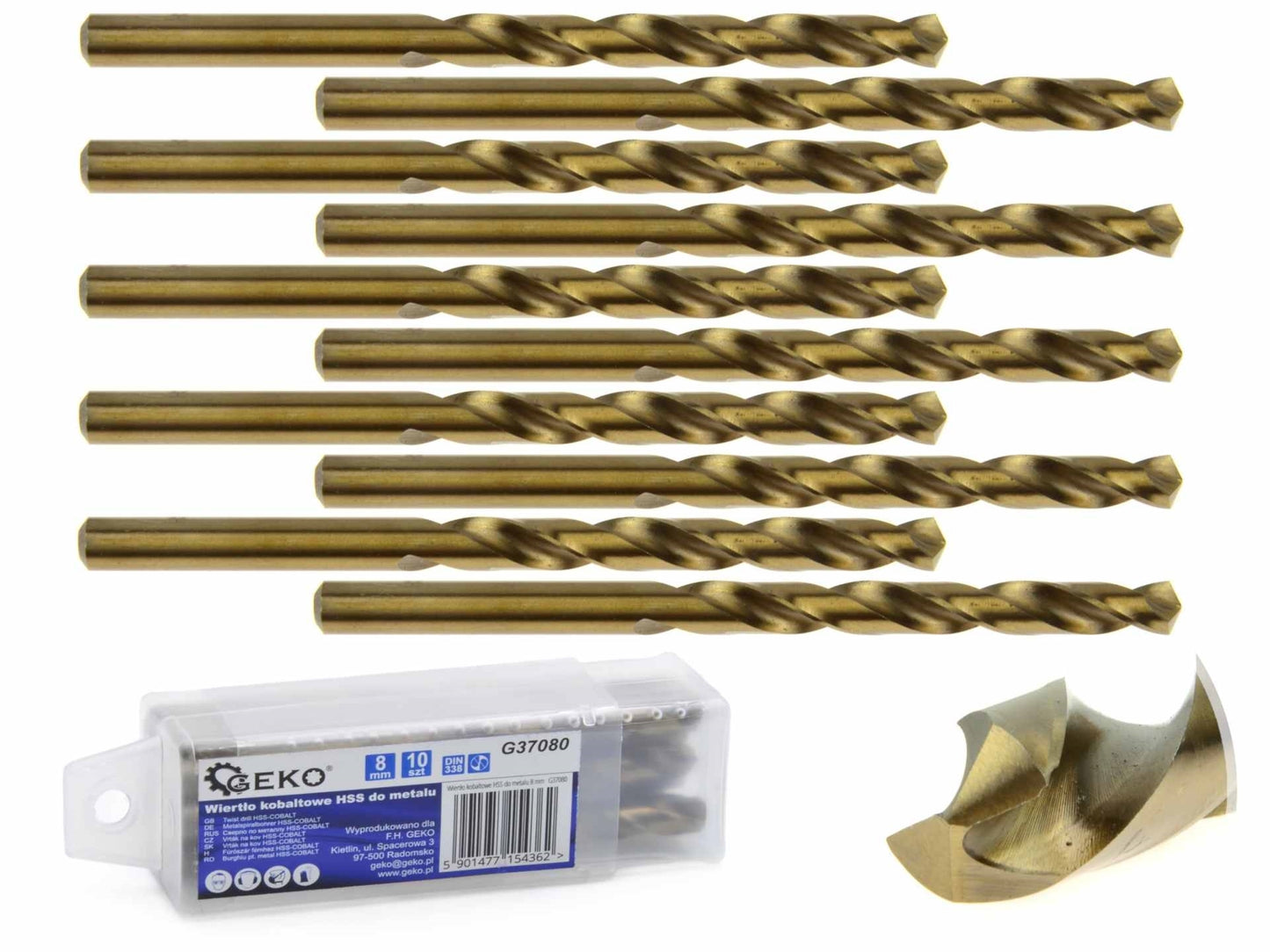 Set burghie pentru metal cu cobalt HSS 8mm 10 piese, GEKO G37080