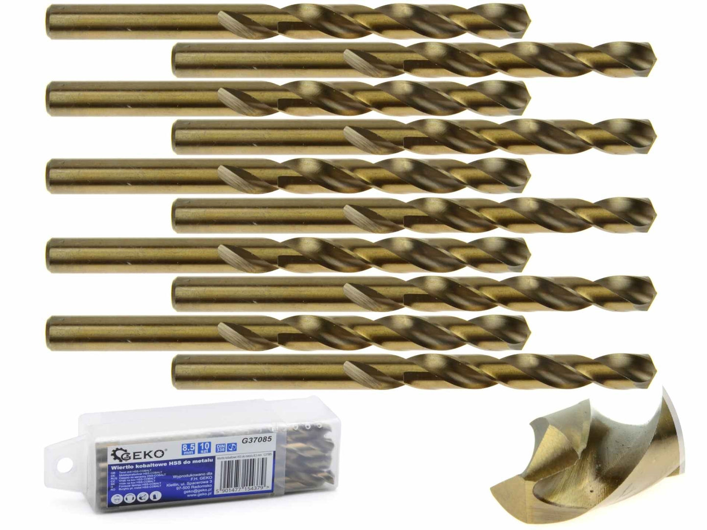 Set burghie pentru metal cu cobalt HSS 8,5mm 10 piese, GEKO G37085