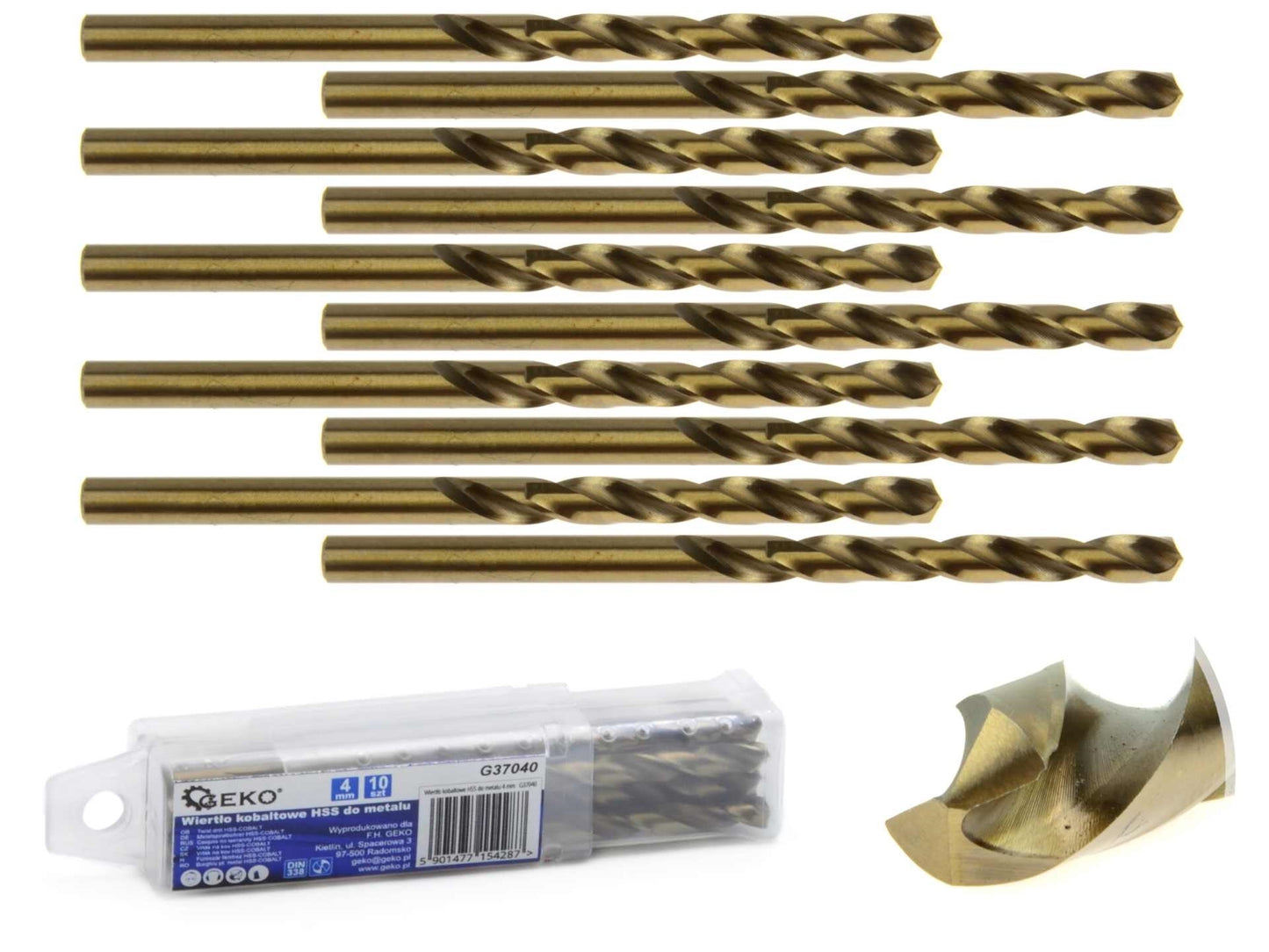 Set burghie cu cobalt HSS pentru metal 4mm 10 piese, GEKO G37040