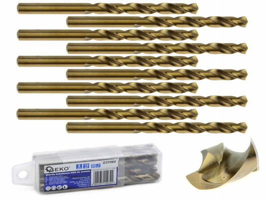 Set burghie cu cobalt HSS pentru metal 6mm 10 piese, GEKO G37060