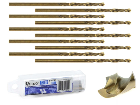 Set burghie pentru metal cu cobalt HSS 2mm 10 piese, GEKO G37020