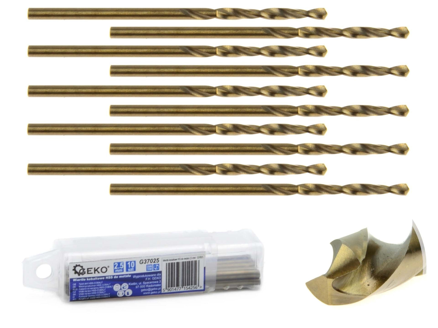 Set burghie pentru metal cu cobalt HSS 2,5mm 10 piese, GEKO G37025