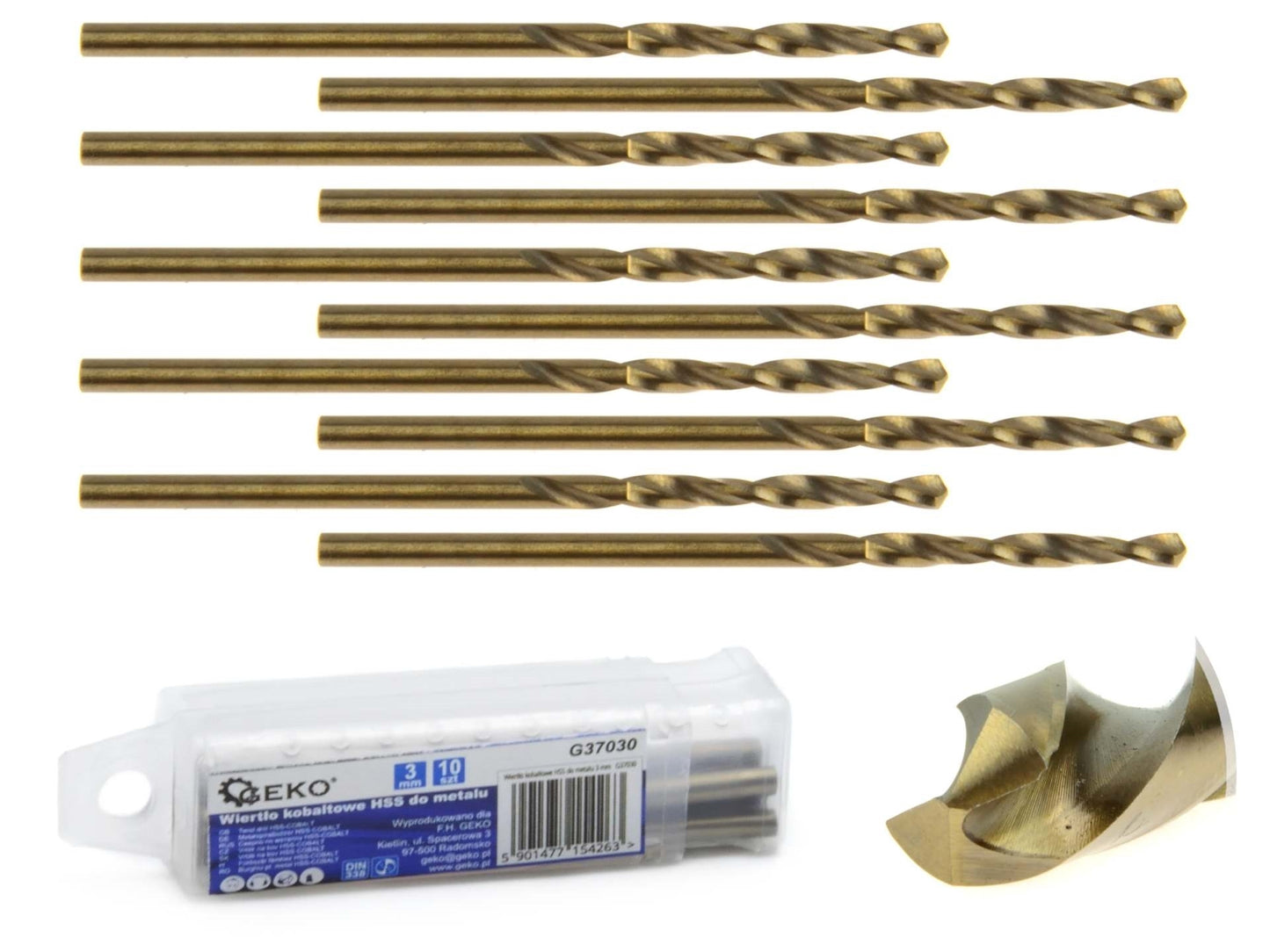 Set burghie cu cobalt HSS pentru metal 3mm 10 piese, GEKO G37030