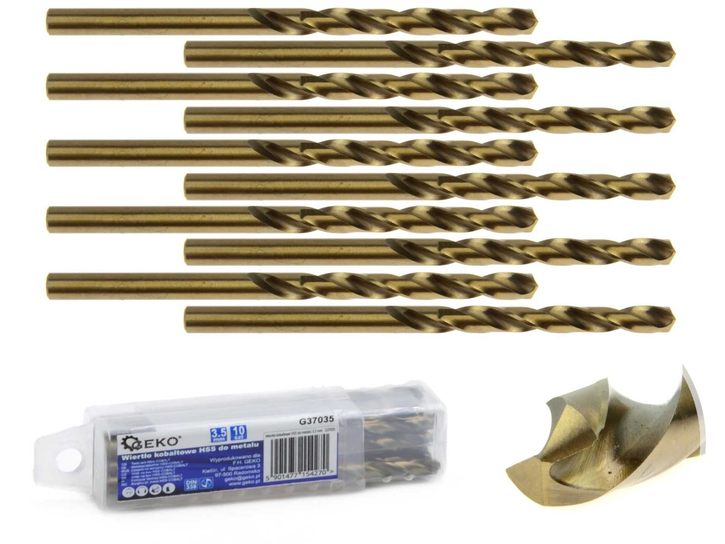 Set burghie pentru metal cu cobalt HSS 3,5mm 10 piese, GEKO G37035