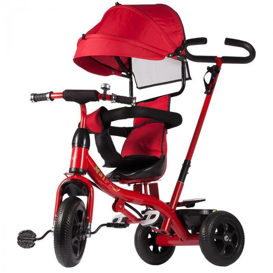 Rowerek trójkołowy obrotowy z parawanem CZERWONY