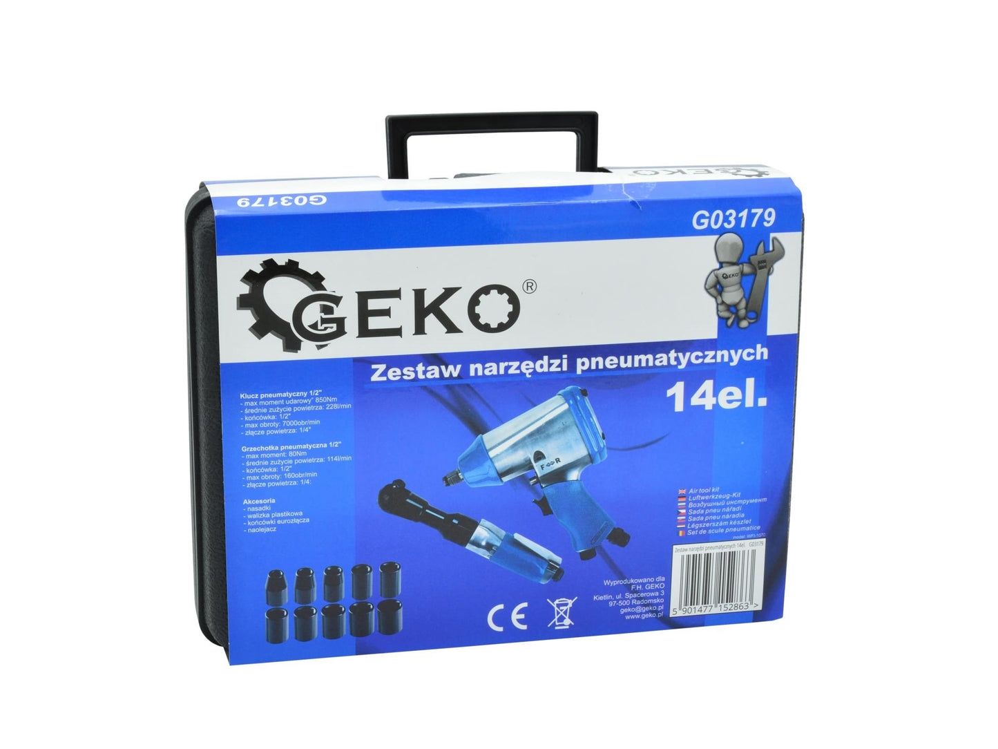 Set de scule pneumatice 14 piese, GEKO G03179