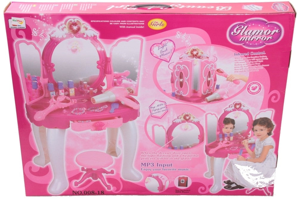 Masa de toaleta și accesorii GIRL cu mufa pentru MP3, Malplay 102638