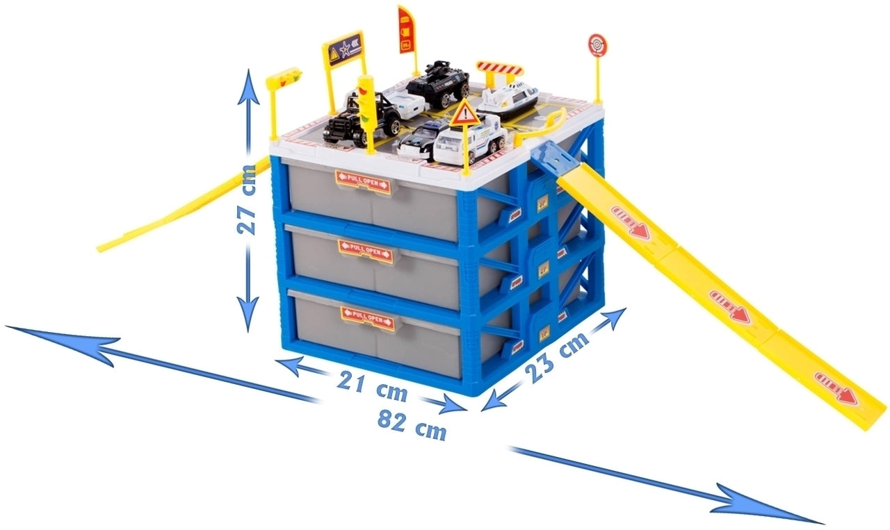 Parcare pentru autoturisme + 6 masini metalice, Malplay 107707