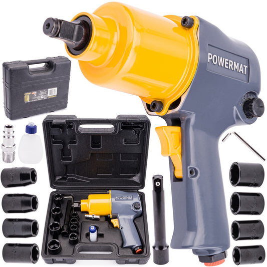 Cheie pneumatica de impact 1/2" 1550Nm 14 piese, Powermat PM-KPU-1550M