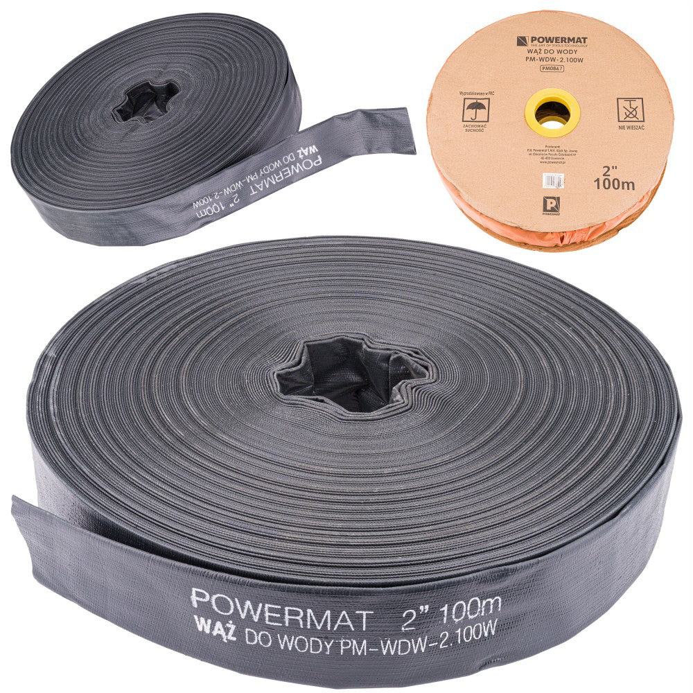 Furtun de apa din cauciuc 2"100m, Powermat PM-WDW-2.100W