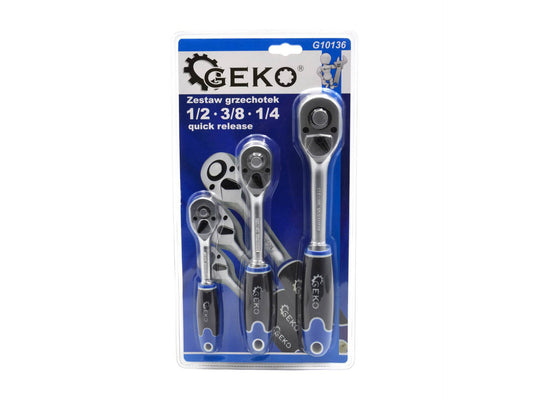 Set 3 chei cu clichet 1/2” - 3/8” - 1/4”, GEKO G10136