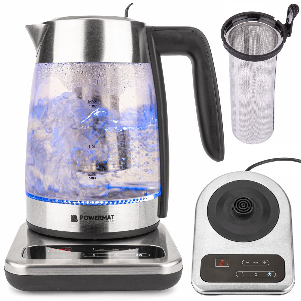 Ceainic cu infuzor din sticla 2200W, Powermat PM-ECB-18-GRGBT