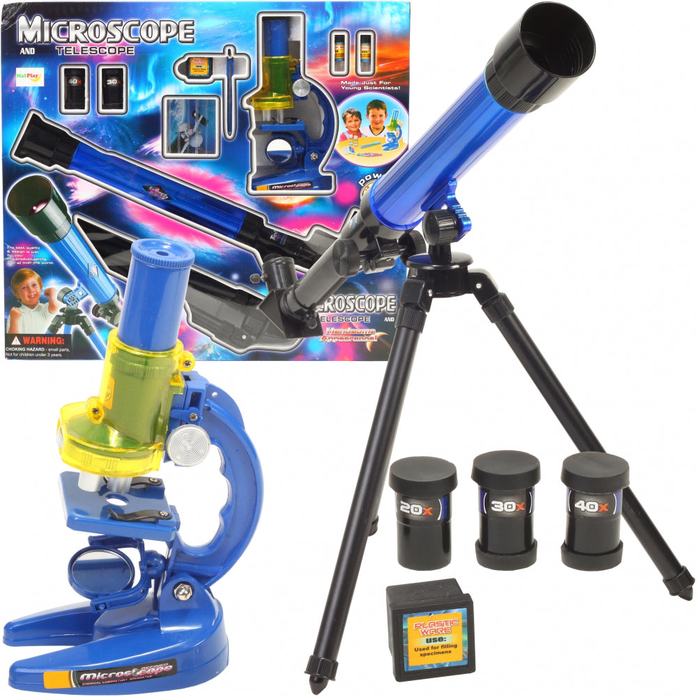 Set telescop si microscop pentru copii 8 accesorii, Malplay 101667