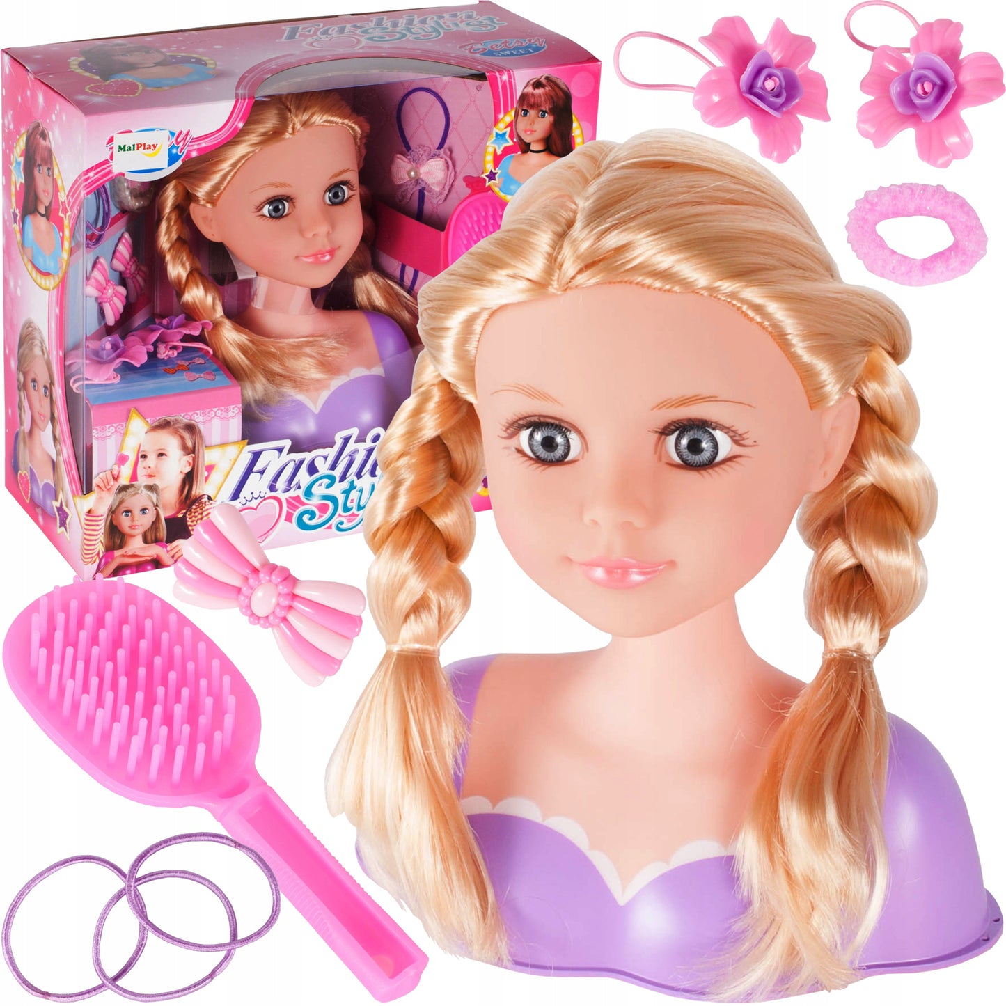 Cap de papusa pentru stilizat + accesorii, Malplay 107576