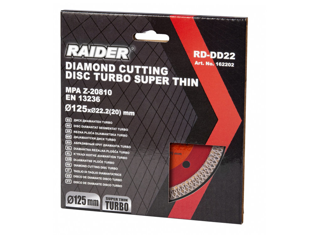 Disc diamantat TURBO super-subtire 125x22.2mm RD-DD22, Raider 162202