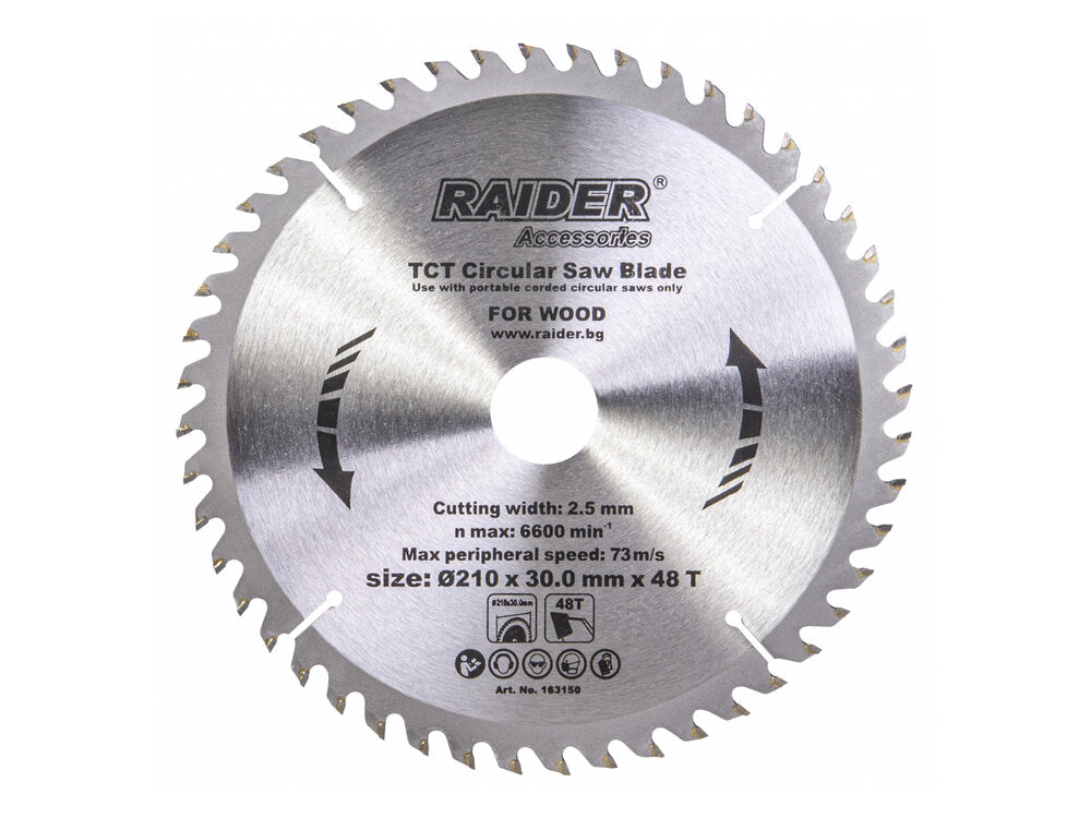 Disc pentru fierastrau circular 210х48Тх30mm, Raider 163150