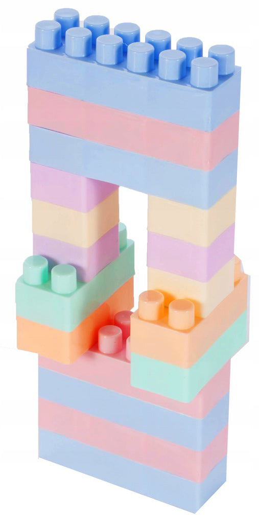 Cuburi pastelate de constructie din plastic 320 piese, Malplay 108029