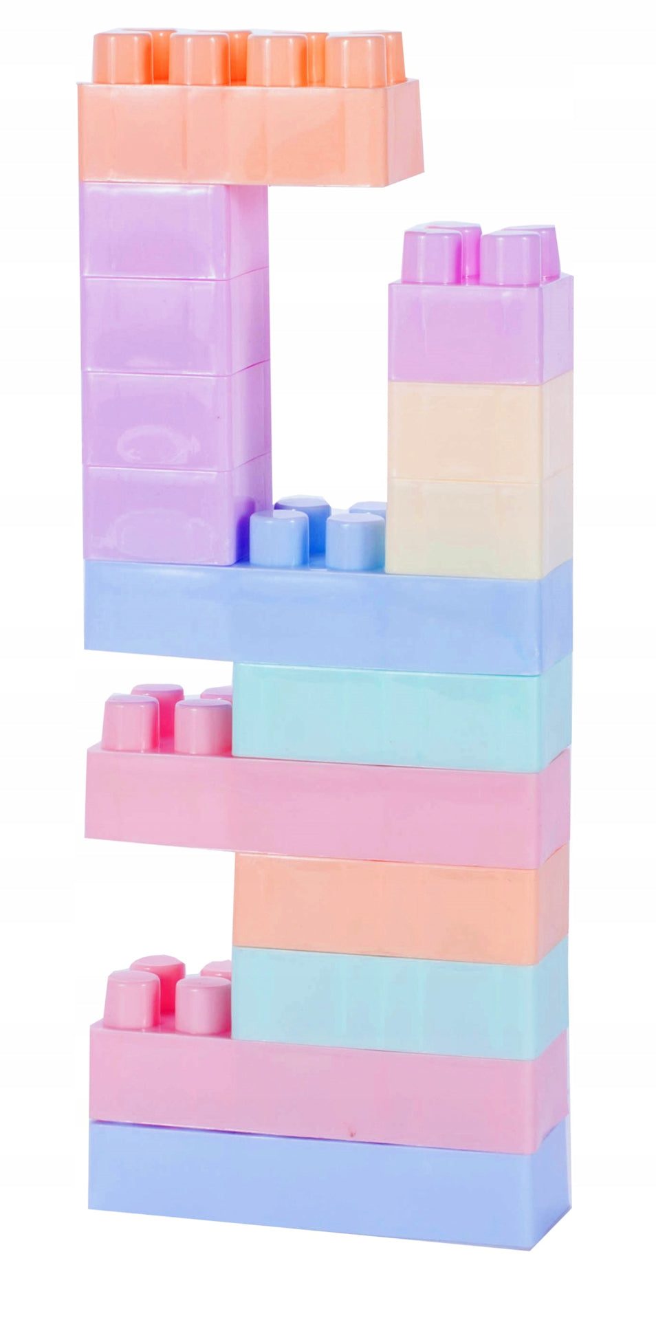 Cuburi pastelate de constructie din plastic 320 piese, Malplay 108029