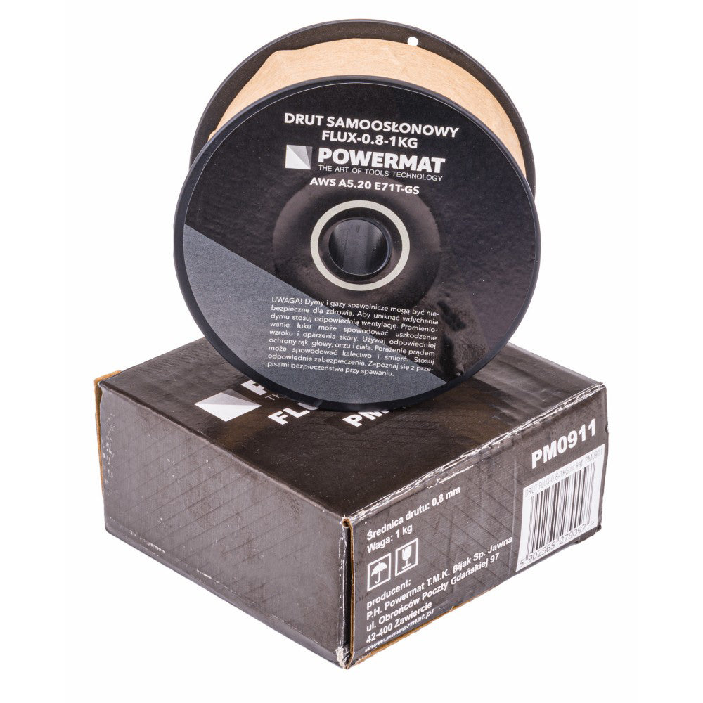Sârmă de sudură cu carcasă (auto-ecranare) 0,8mm 1kg, Powermat PM0911