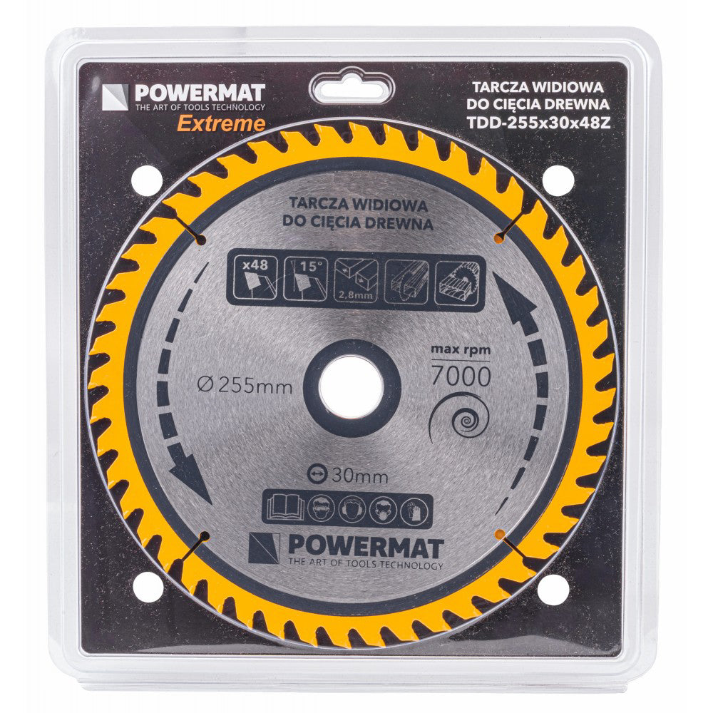 Disc circular pentru lemn TDD-255x30mm 48 dinti, Powermat PM0898