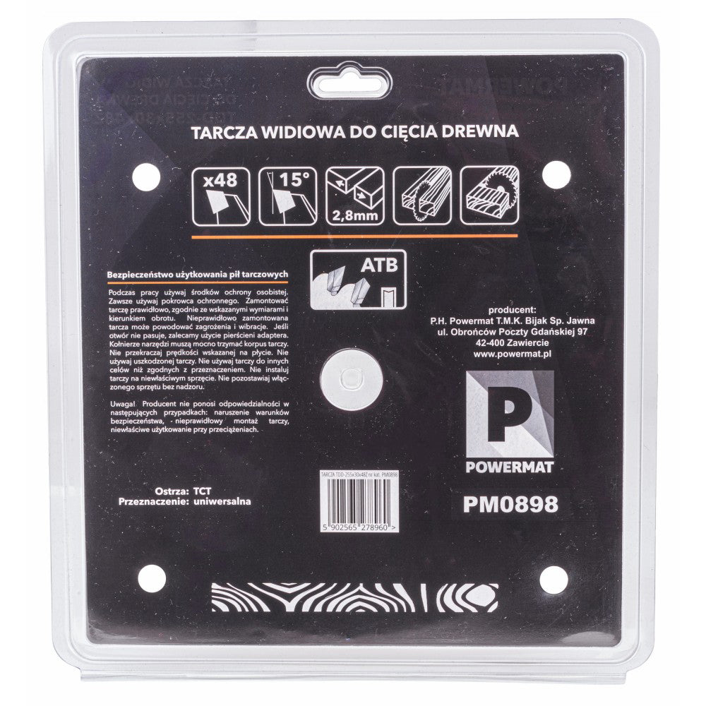 Disc circular pentru lemn TDD-255x30mm 48 dinti, Powermat PM0898