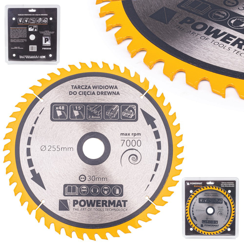 Disc circular pentru lemn TDD-255x30mm 48 dinti, Powermat PM0898