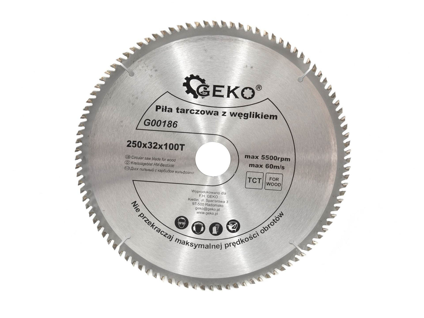 Disc pentru lemn 250x32x80T + reductor 25,4mm, GEKO G00185