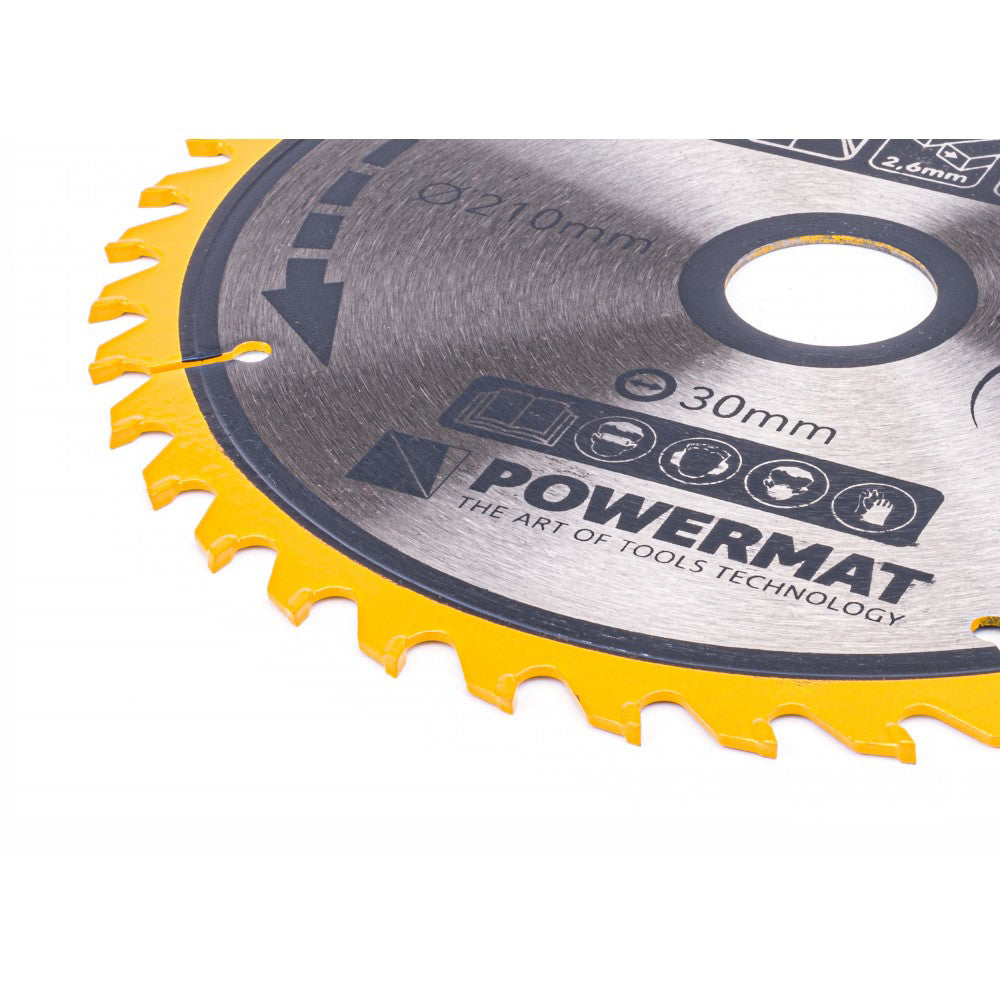 Disc circular pentru lemn TDD-210x30mm 40 dinti, Powermat PM0889