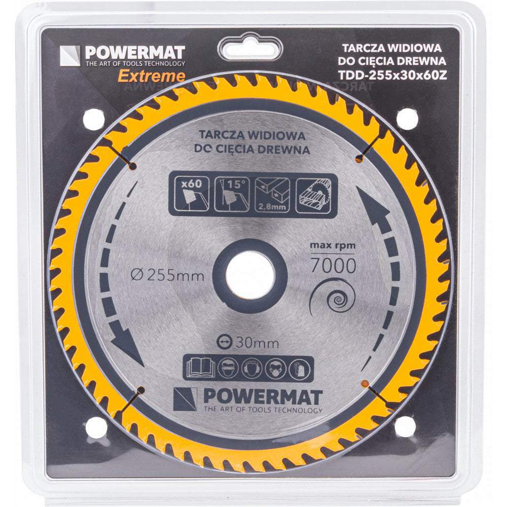 Disc pentru fierastrau circular TDD-255x30mm 60 dinti, Powermat PM0899